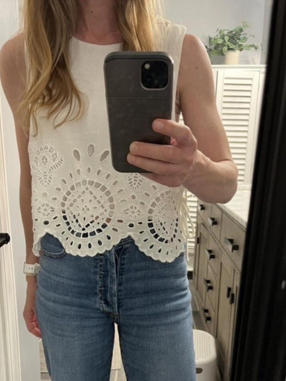 Crochet-Hem White Sleeveless Camisole - Future Collective Never Worn $36 New